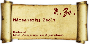 Mácsanszky Zsolt névjegykártya